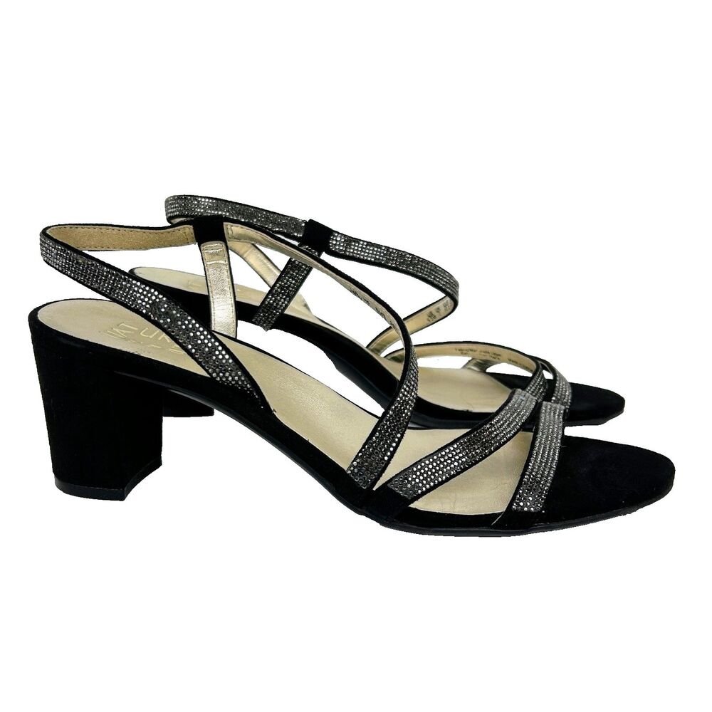 Naturalizer Vanessa Dress Sandals Black Strappy Heels Crystal Embellishment 9.5W